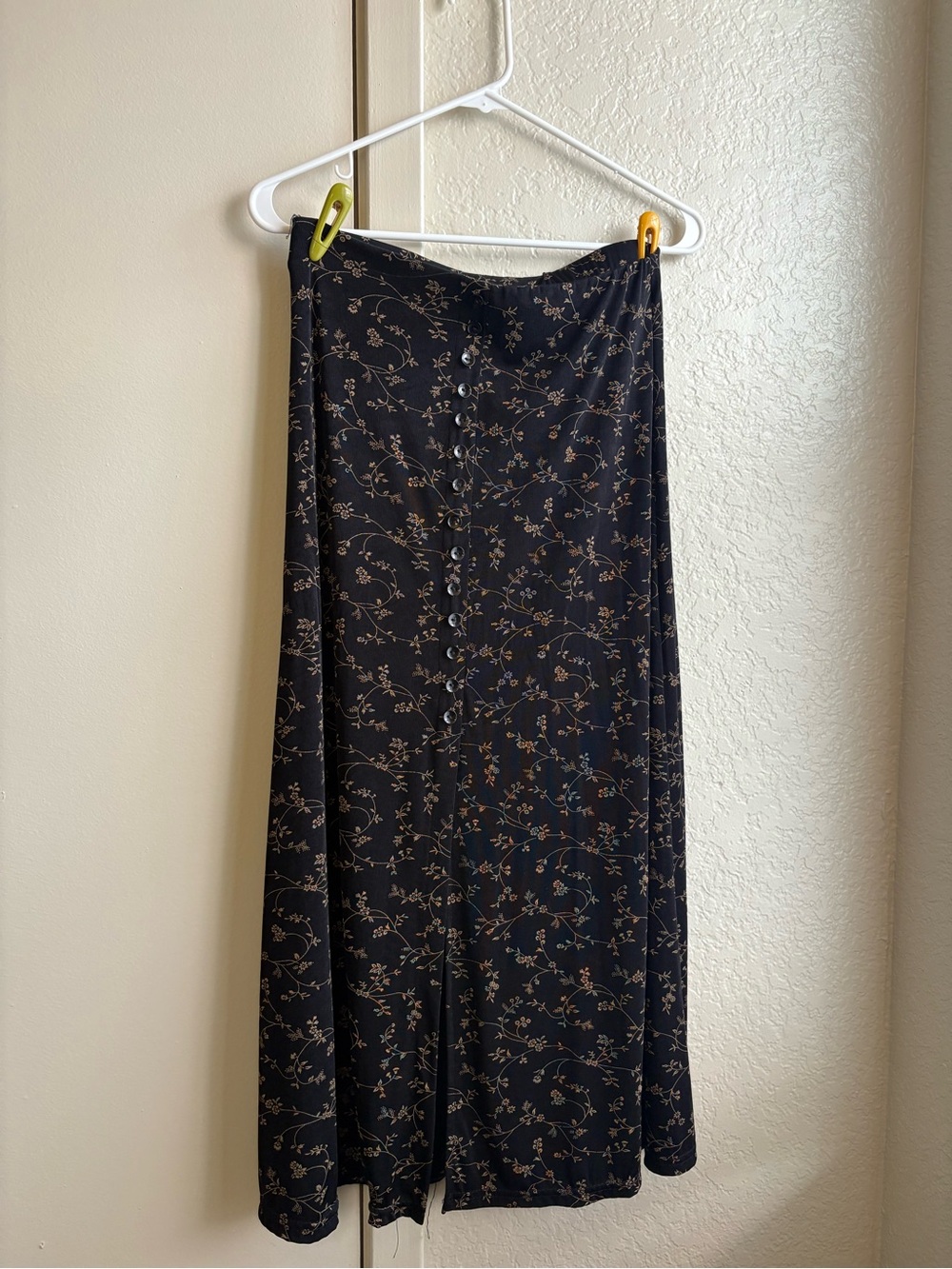 Floral Black Maxi Skirt and Button Front